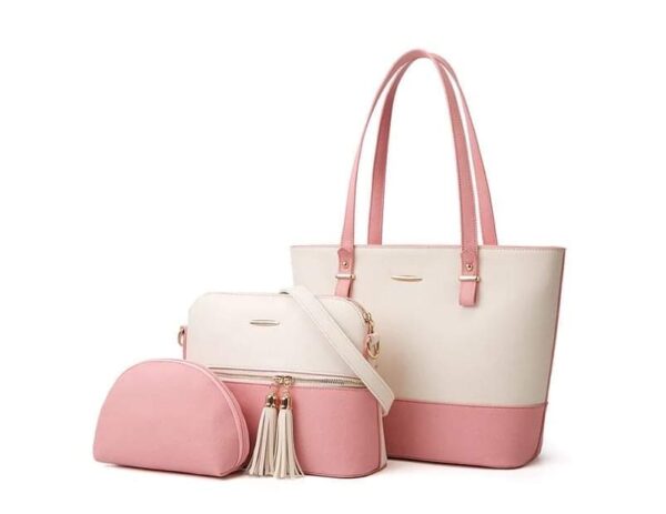 Pink & White Decent Ladies Handbag